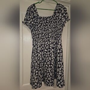 Elegant Black and White Floral Mini Dress